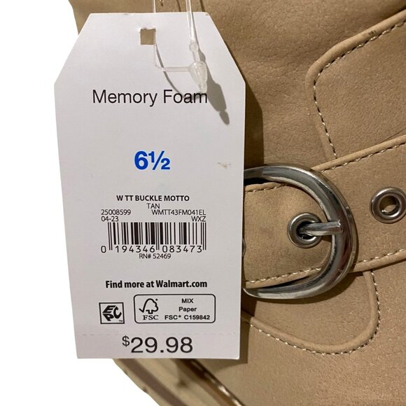 Time and Tru Moto Ankle Boots Womens 6.5 Beige Buckles Grunge Chunky Stompers - Picture 10 of 10